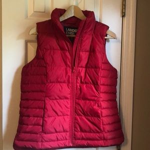 Red puffer Vest by Lands’ End